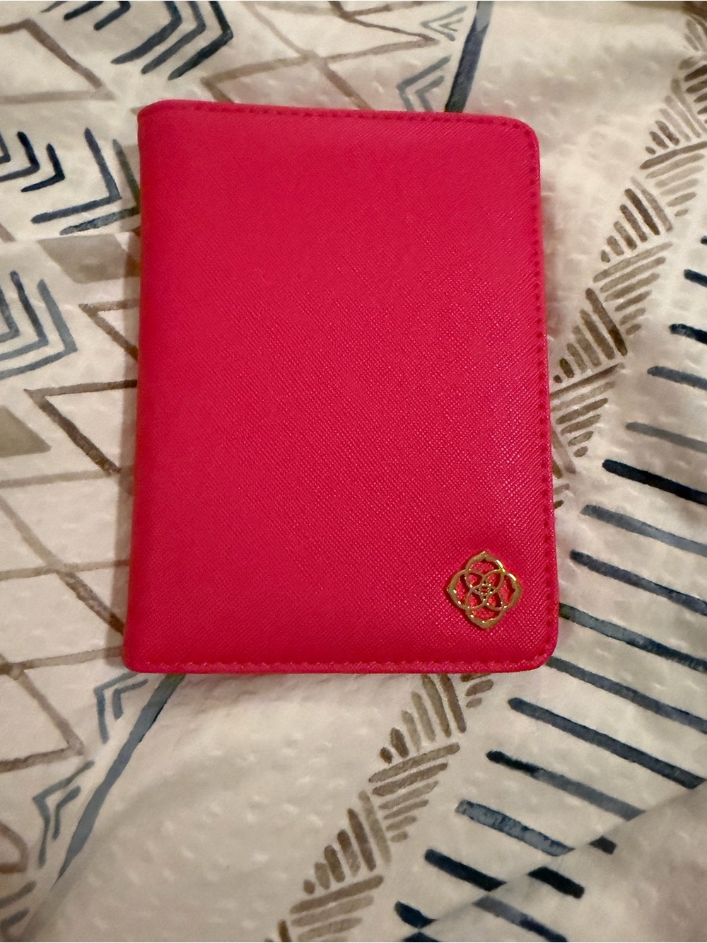 Kendra Scott Hot Pink Card & Passport Holder with Gold Logo